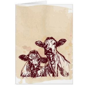 Die Hand mit zwei Kühen zeichnen die Skizze u.