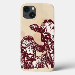 Die Hand mit zwei Kühen zeichnen die Skizze u. iPhone 13 Hülle