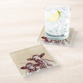 Die Hand mit zwei Kühen zeichnen die Skizze u. Glasuntersetzer (Schrägansicht)