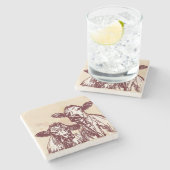 Die Hand mit zwei Kühen zeichnen die Skizze u. Steinuntersetzer (Seitenansicht)