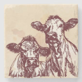 Die Hand mit zwei Kühen zeichnen die Skizze u. Steinuntersetzer (Vorderseite)