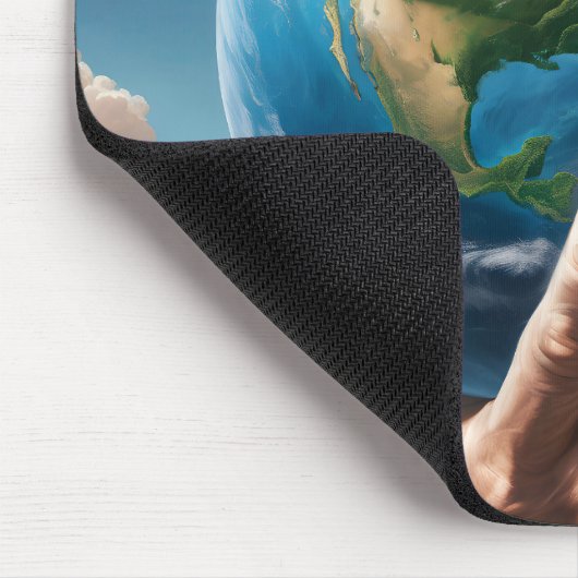 Die Hände des Menschen halten den Planeten Erde Mousepad (Ecke)