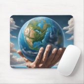 Die Hände des Menschen halten den Planeten Erde Mousepad (Mit Mouse)