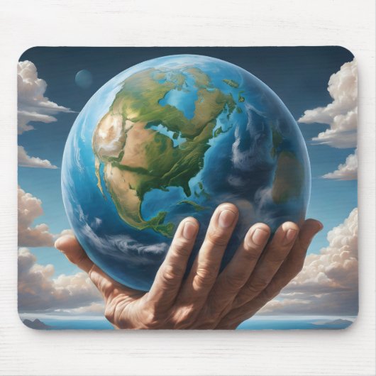 Die Hände des Menschen halten den Planeten Erde Mousepad (Vorne)