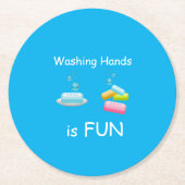 Die Hände waschen sind FUN-Viren-Keimsicherheit-Ki Runder Pappuntersetzer (Vorderseite)
