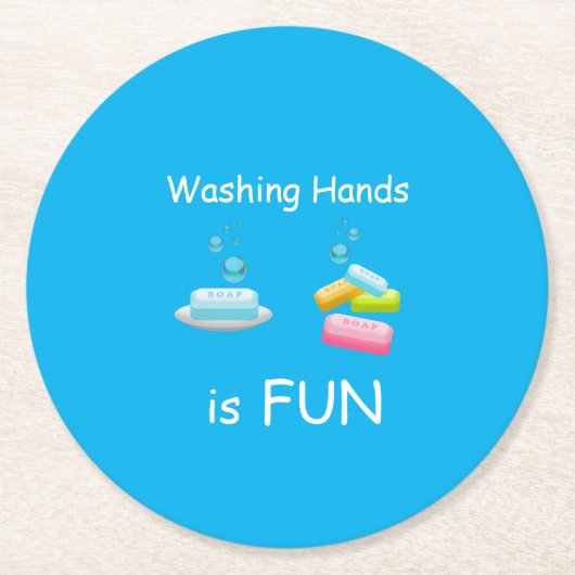 Die Hände waschen sind FUN-Viren-Keimsicherheit-Ki Runder Pappuntersetzer (Vorderseite)