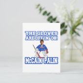 Die Handschuhe sind vor McCain Palin Postkarte (Stehend Vorderseite)