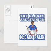 Die Handschuhe sind vor McCain Palin Postkarte (Vorne/Hinten)