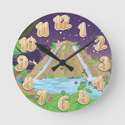 Die Hanggärten von Babylon Runde Wanduhr (Vorderseite)