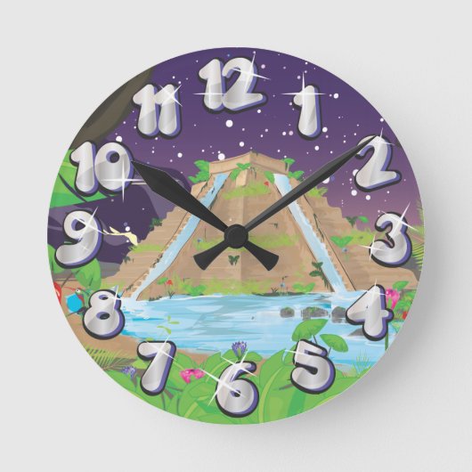 Die Hanggärten von Babylon Runde Wanduhr (Vorderseite)