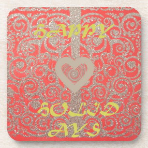 Die Happy Holidays Heart Red and Gold Collection Getränkeuntersetzer