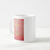 Die Happy Holidays Heart Red and Gold Collection Kaffeetasse (Vorderseite Links)