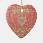 Die Happy Holidays Heart Red and Gold Collection Keramik Ornament (Rechts)