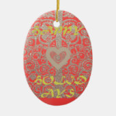 Die Happy Holidays Heart Red and Gold Collection Keramik Ornament (Vorne)