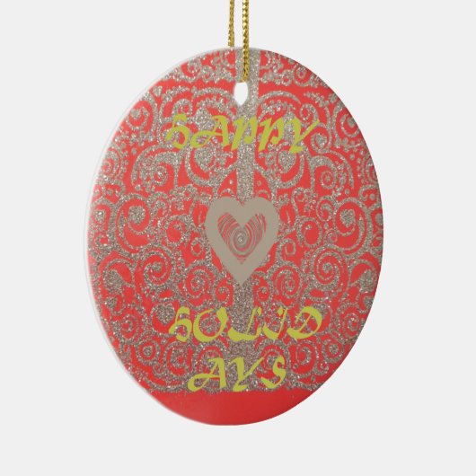 Die Happy Holidays Heart Red and Gold Collection Keramikornament (Rechts)