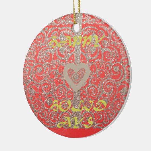Die Happy Holidays Heart Red and Gold Collection Keramikornament (Links)