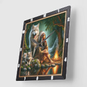 Die Harmonie der Eingeborenen: Berggipfel Starligh Quadratische Wanduhr (Winkel)