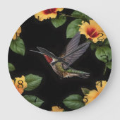 "Die Harmonie der Natur: Ein Hummingvogel-Hibiskus Große Wanduhr (Vorderseite)