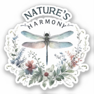 Die Harmonie der Natur - Künstlerische Libelle Aufkleber