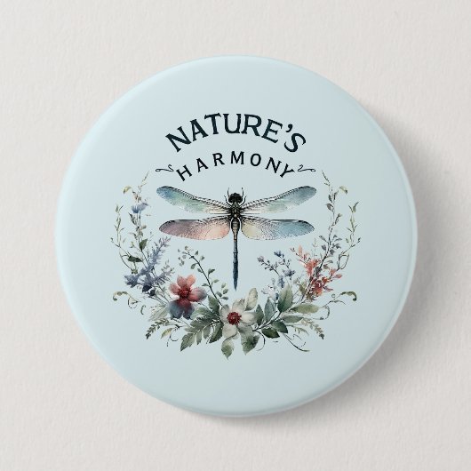 Die Harmonie der Natur - Künstlerische Libelle Button (Vorderseite)
