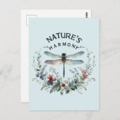 Die Harmonie der Natur - Künstlerische Libelle Postkarte (Vorne/Hinten)
