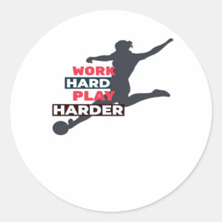 Die harte Arbeit der Fußballspielerklasse Runder Aufkleber