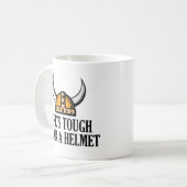 Die harte Tasse des Lebens mit einem Helm (Vorderseite Links)