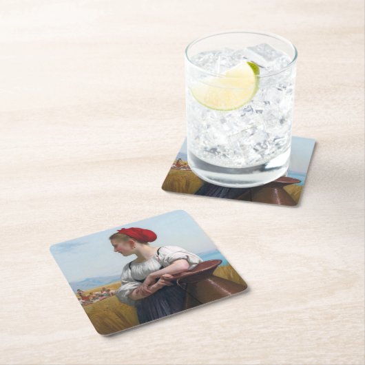 Die Harvester, Bouguereau Rechteckiger Pappuntersetzer (Vor Ort)