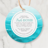 Die hausgemachte Badebombe aquamarin Geschenkanhänger (Rückseite)