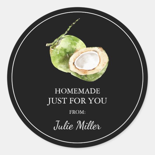 Die hausgemachte Kokosnuss-Marke Runder Aufkleber (Vorderseite)