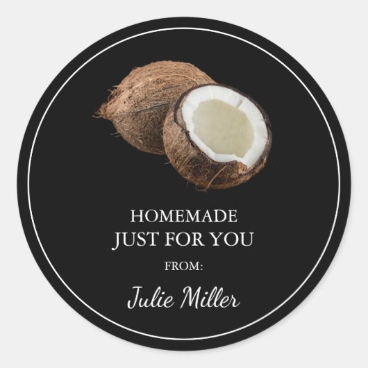 Die hausgemachte Kokosnuss-Marke Runder Aufkleber (Vorderseite)
