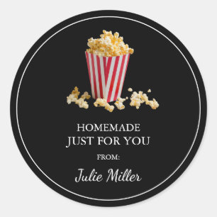Die hausgemachte Popcorn-Aufschrift Runder Aufkleber