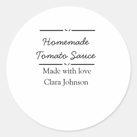 Die hausgemachte Tomatensauce mit Liebe fügt den N Runder Aufkleber (Vorderseite)