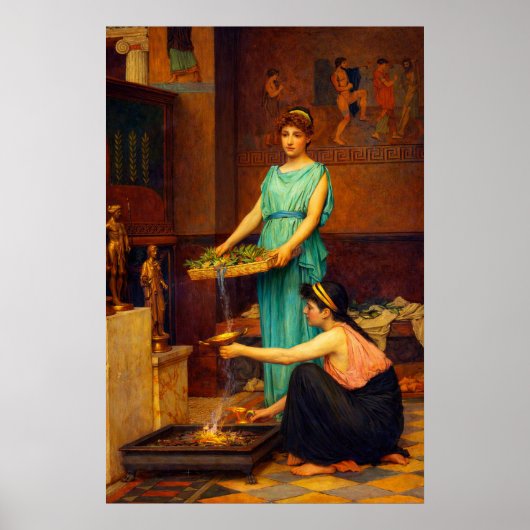 Die Hausgötter von John William Waterhouse Poster (Vorne)