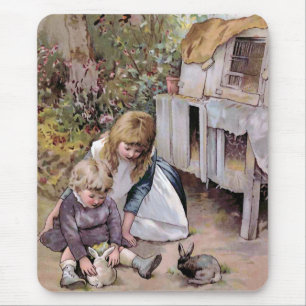 Die Haustier-Kaninchen-Vintage Illustration Mousepad