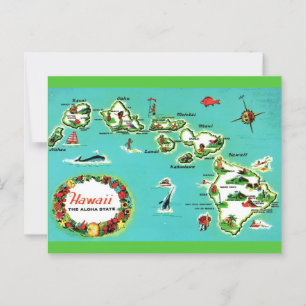 Die Hawaii-Inseln-Karte-Postkarte Postkarte