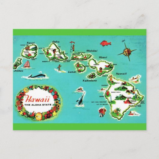 Die Hawaiianische Inselkarte Postkarte (Vorderseite)