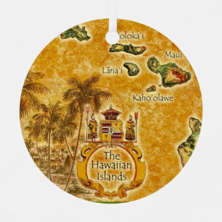 Die hawaiianischen Inseln Vintage-Karte Postkarte Ornament Aus Metall