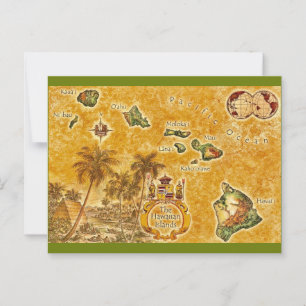 Die hawaiianischen Inseln Vintage-Karten-Postkarte Postkarte
