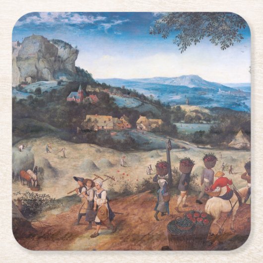 Die Haymaking, Pieter Bruegel Rechteckiger Pappuntersetzer (Vorderseite)