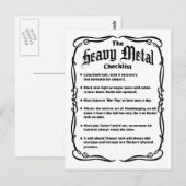 Die Heavy-Metal-Checkliste Postkarte (Vorne/Hinten)