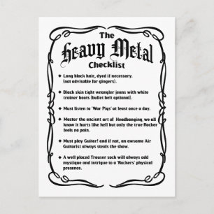 Die Heavy-Metal-Checkliste Postkarte