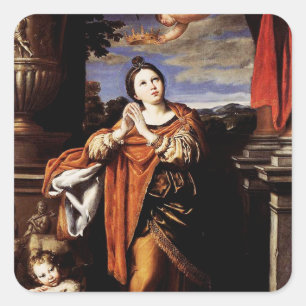Die heilige Agnes von Domenico Zampieri Quadratischer Aufkleber