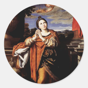 Die heilige Agnes von Domenico Zampieri Runder Aufkleber