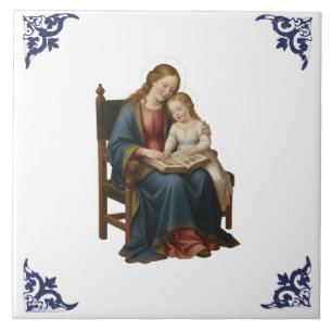 Die heilige Anna unterrichtet Maria religiös Fliese