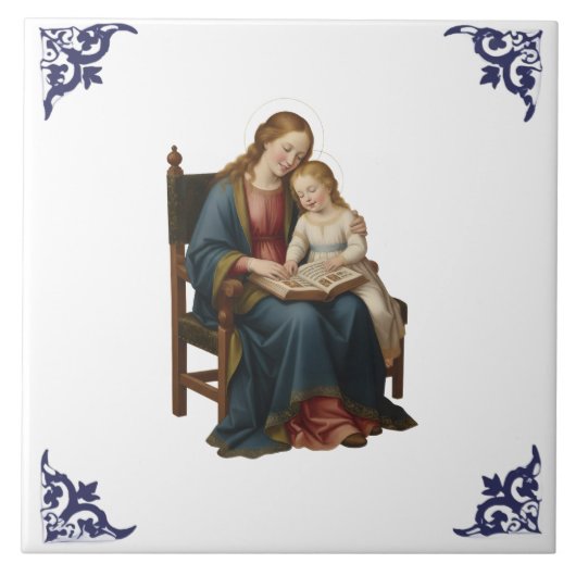 Die heilige Anna unterrichtet Maria religiös Fliese (Vorderseite)