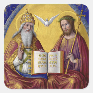 Die Heilige Dreifaltigkeit durch Jean Bourdichon Quadratischer Aufkleber