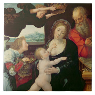 Die heilige Familie, 1522 (Öl auf Platte) Fliese