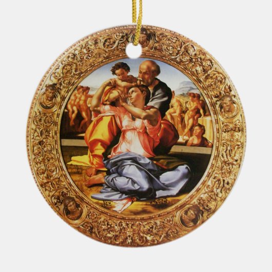 Die heilige Familie frohe Weihnachtsfoto-Vorlage Keramik Ornament (Vorne)