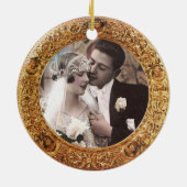 Die heilige Familie frohe Weihnachtsfoto-Vorlage Keramik Ornament (Hinten)